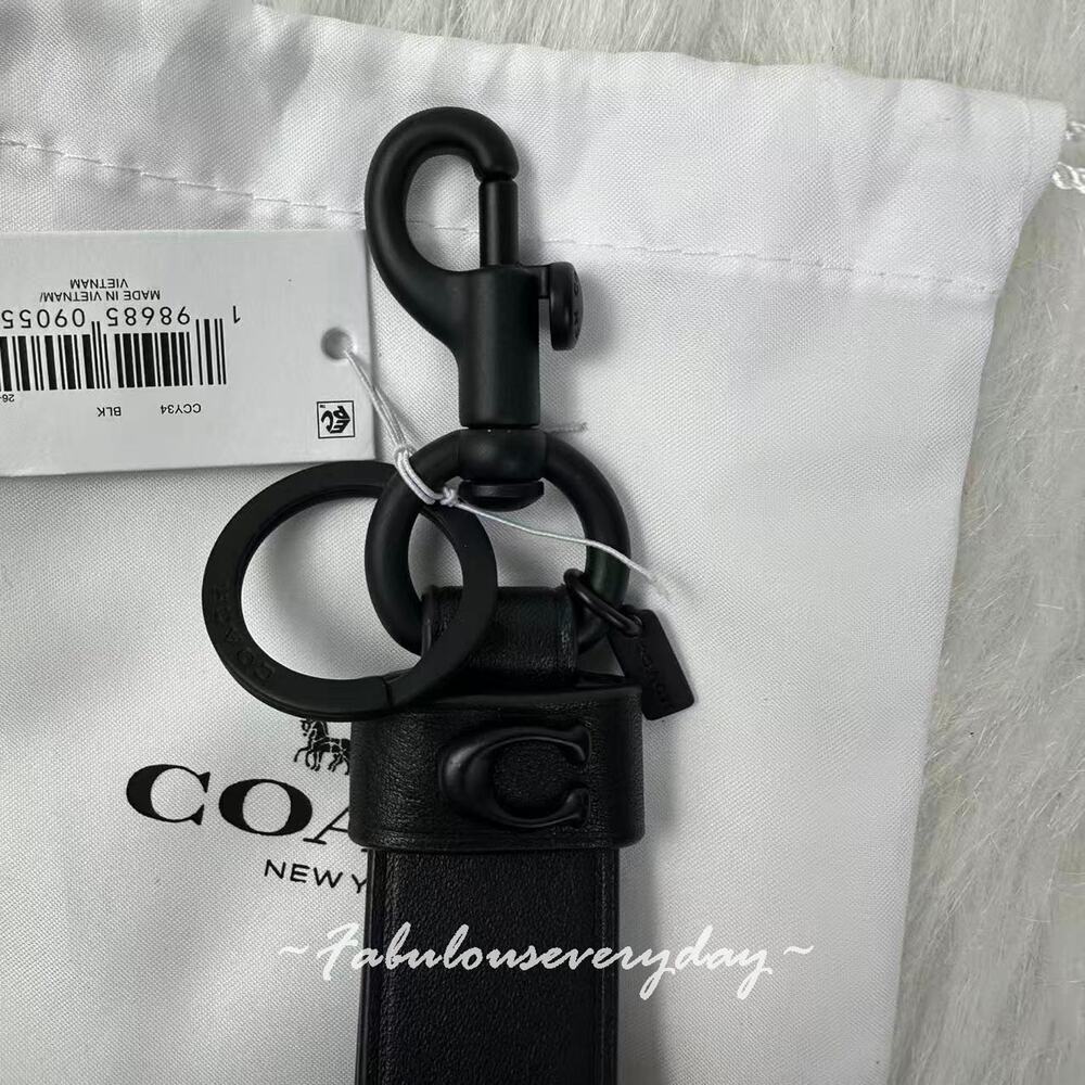Coach Loop Bag Charm In Leather/Black CCY34 - Picture 6 of 6